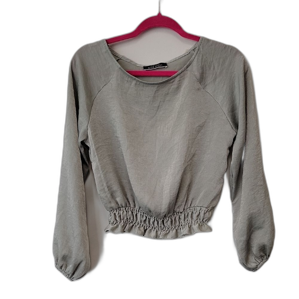 Blue Blush Elastic Waist Blouse Green Size S Coquette